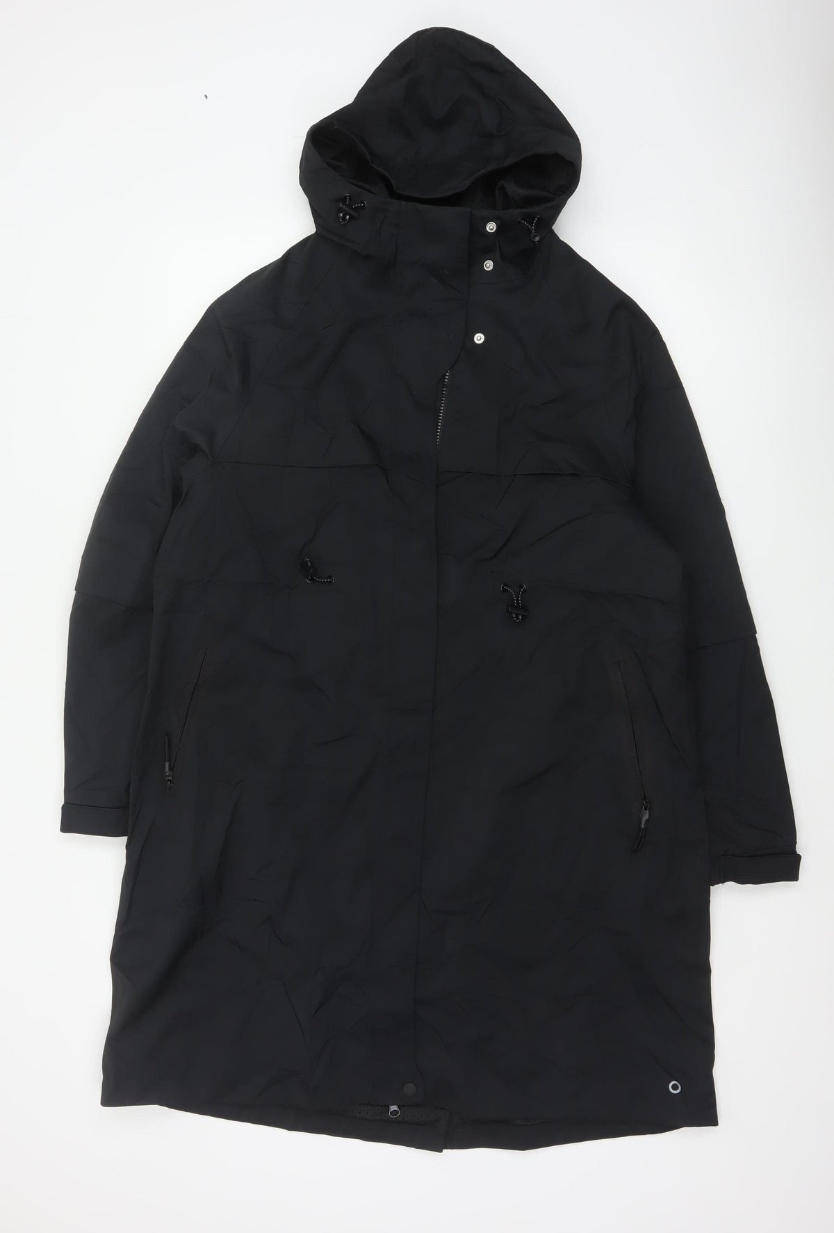 M&S Goodmove Women Black UK 12 Long Hooded Parka Coat