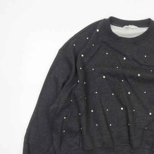 Marks and Spencer Women Black M Rhinestone Pullover Sweatshirt