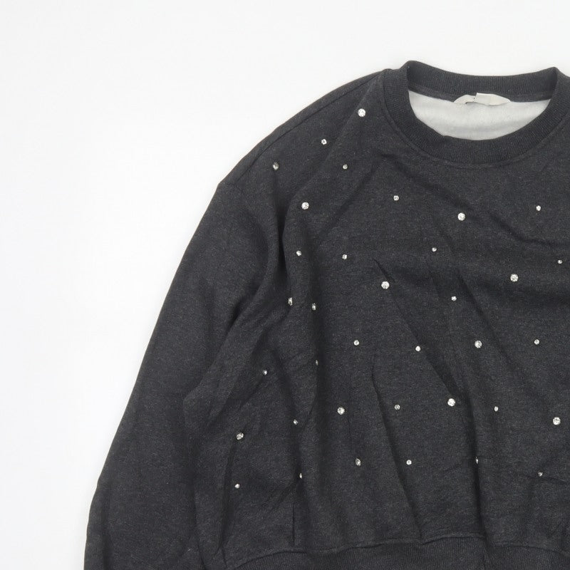 Marks and Spencer Women Black M Rhinestone Pullover Sweatshirt