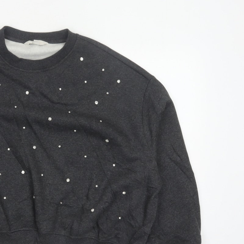 Marks and Spencer Women Black M Rhinestone Pullover Sweatshirt
