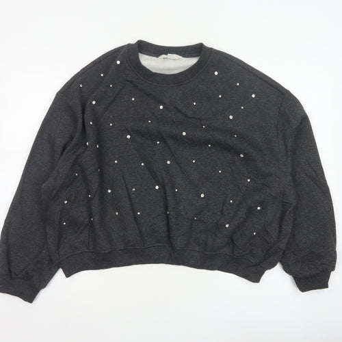 Marks and Spencer Women Black M Rhinestone Pullover Sweatshirt