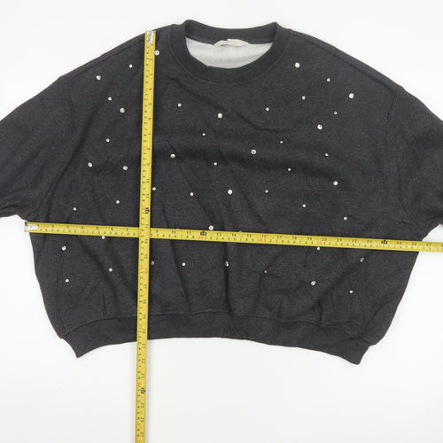 Marks and Spencer Women Black M Rhinestone Pullover Sweatshirt
