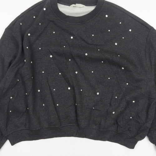 Marks and Spencer Women Black M Rhinestone Pullover Sweatshirt