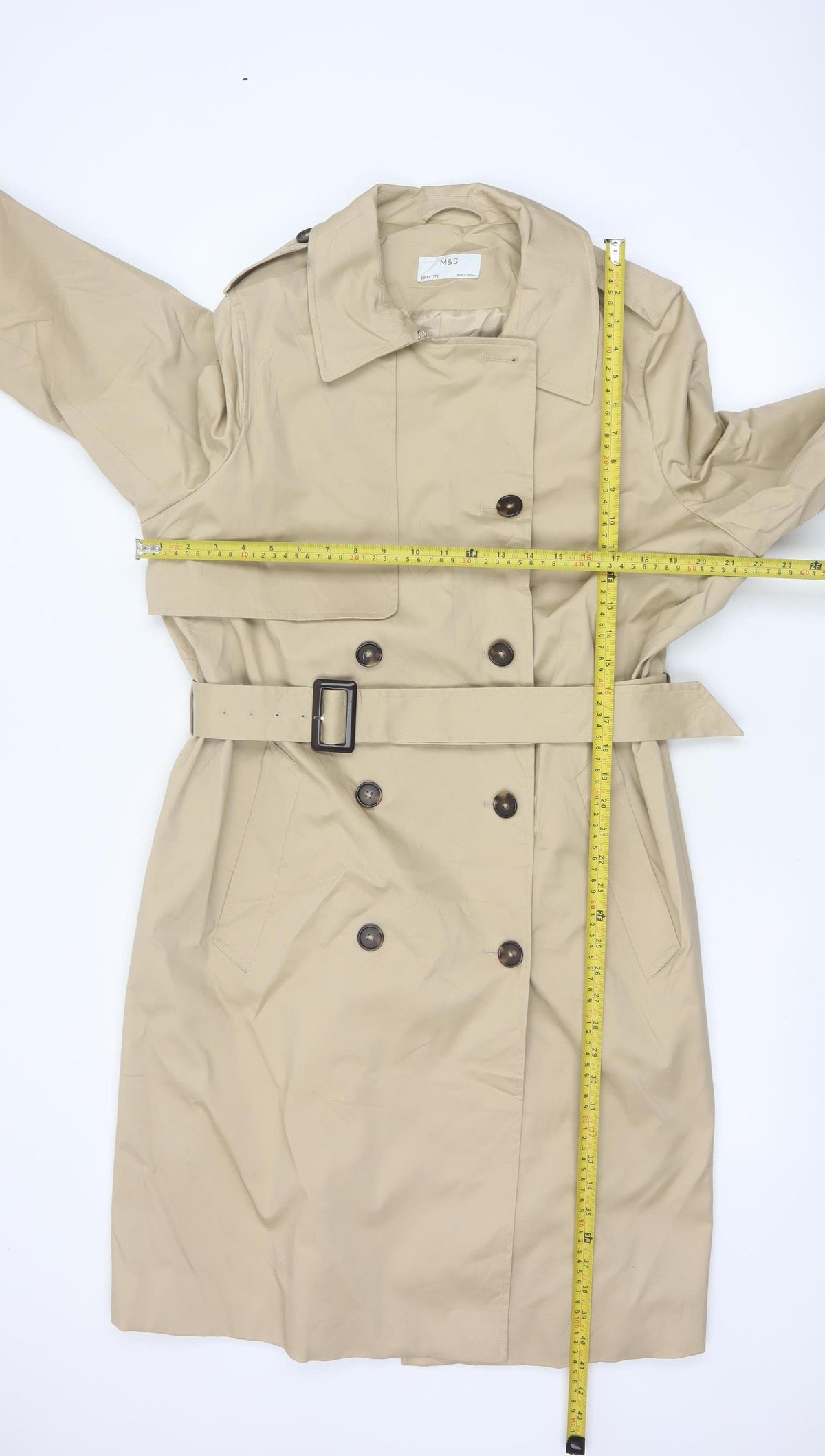Marks & Spencer Women’s Beige UK 20 Petite Long Belted Trench Coat