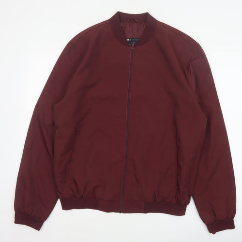 ASOS Design Men’s Burgundy XL Bomber Jacket Full Zip Lined