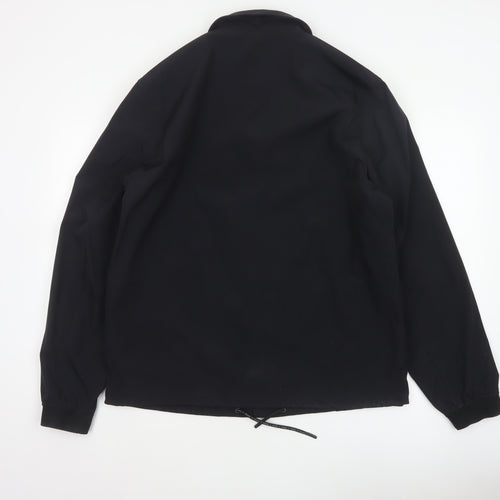 Superdry Men’s Black XL Basic Snap Coach Jacket Logo Collared