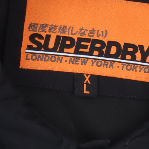 Superdry Men’s Black XL Basic Snap Coach Jacket Logo Collared