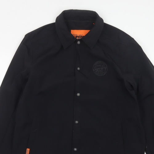 Superdry Men’s Black XL Basic Snap Coach Jacket Logo Collared