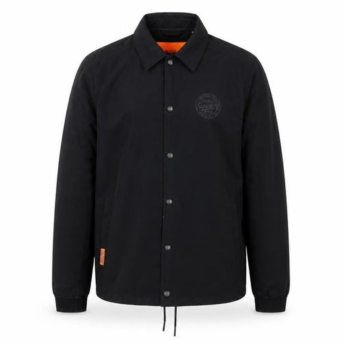 Superdry Men’s Black XL Basic Snap Coach Jacket Logo Collared