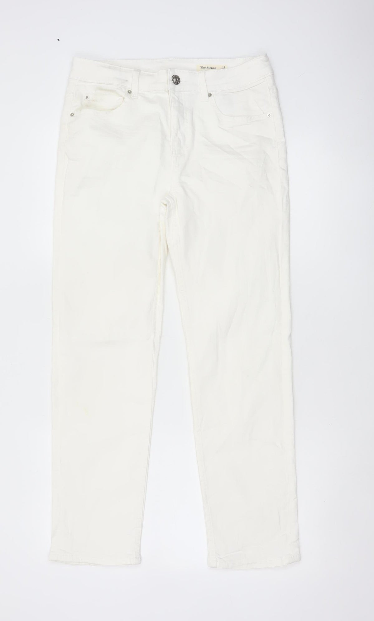 Marks & Spencer Women's White Sienna Straight Jeans UK 12 Short