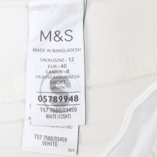 Marks & Spencer Women's White Sienna Straight Jeans UK 12 Short