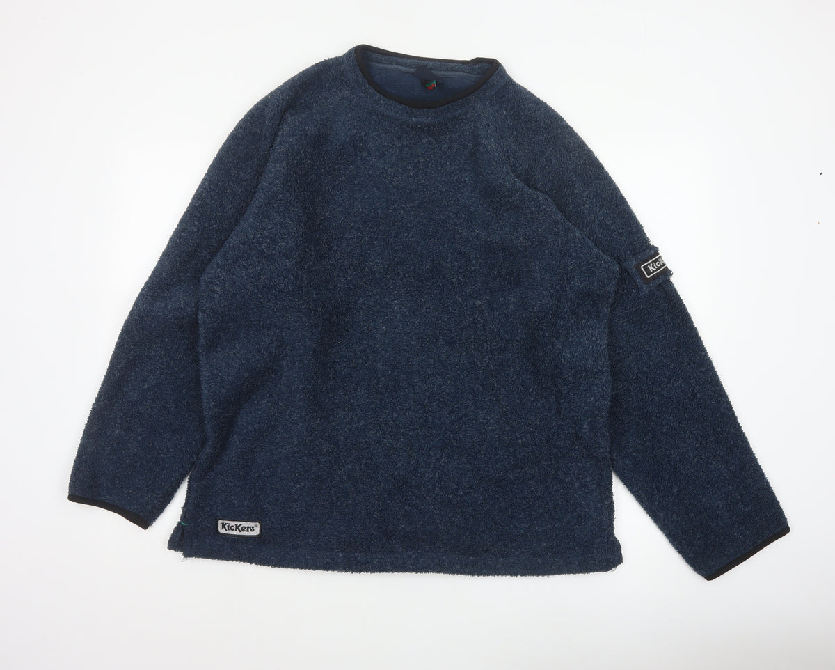 Back view of Kickers Men’s Blue M Fleece Crew Neck Pullover Sweatshirt Logo