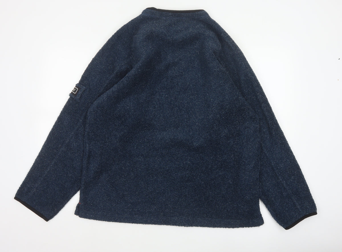 Brand and care label for Kickers Men’s Blue M Fleece Crew Neck Pullover Sweatshirt Logo