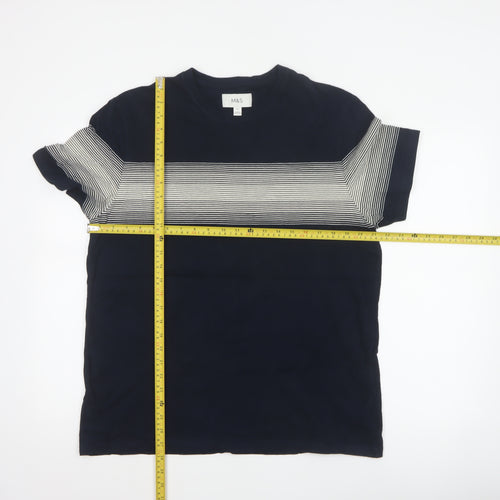 Marks and Spencer Men’s Blue XL Striped Crew Neck Cotton T-Shirt
