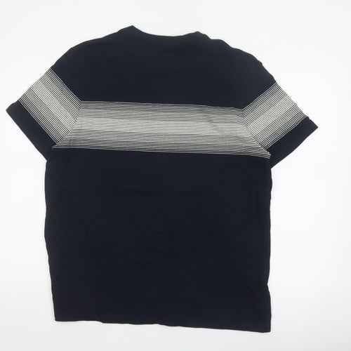 Marks and Spencer Men’s Blue XL Striped Crew Neck Cotton T-Shirt