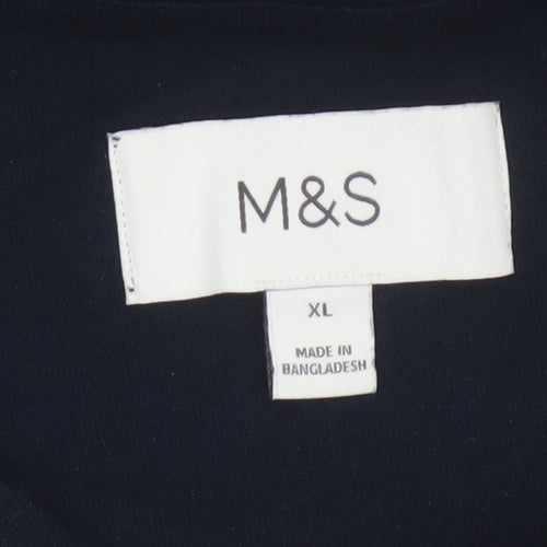 Marks and Spencer Men’s Blue XL Striped Crew Neck Cotton T-Shirt