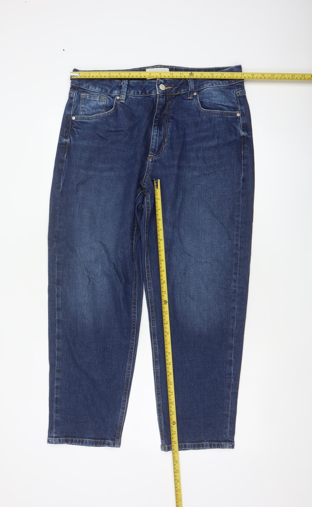 Marks & Spencer Per Una Women Blue UK 14 Short Tapered High Rise Jeans
