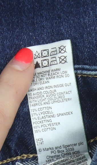 Marks & Spencer Per Una Women Blue UK 14 Short Tapered High Rise Jeans