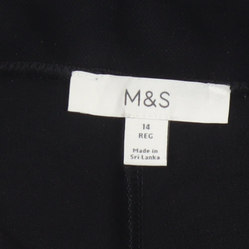 M&S Women’s Black Size 14 Regular Wide Leg Smart Trousers