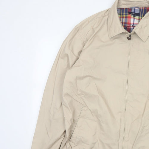 GANT Men’s Beige 2XL Cotton Full Zip Classic Jacket Logo Lined