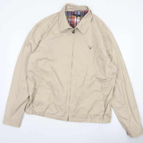 GANT Men’s Beige 2XL Cotton Full Zip Classic Jacket Logo Lined