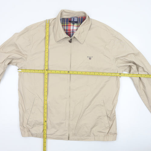 GANT Men’s Beige 2XL Cotton Full Zip Classic Jacket Logo Lined