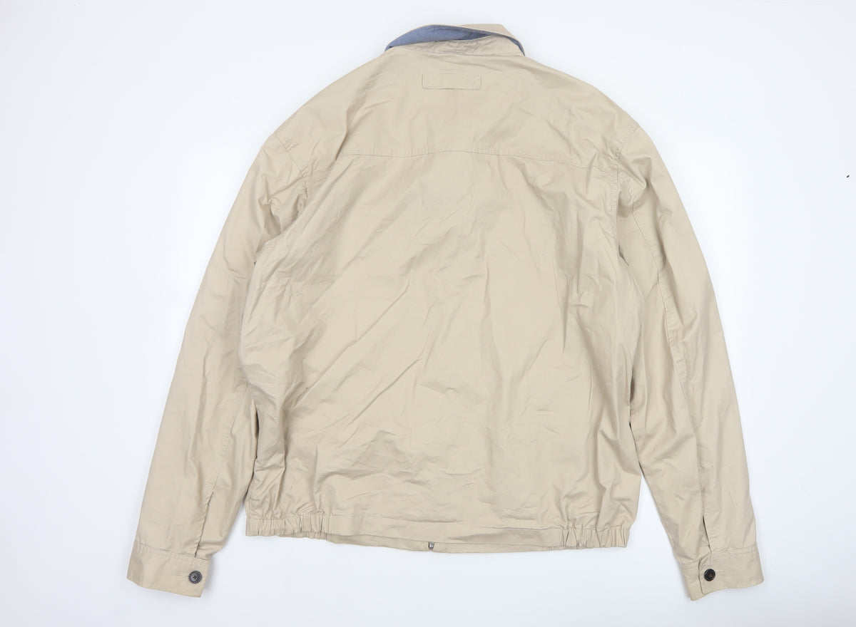 GANT Men’s Beige 2XL Cotton Full Zip Classic Jacket Logo Lined