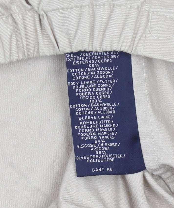 GANT Men’s Beige 2XL Cotton Full Zip Classic Jacket Logo Lined