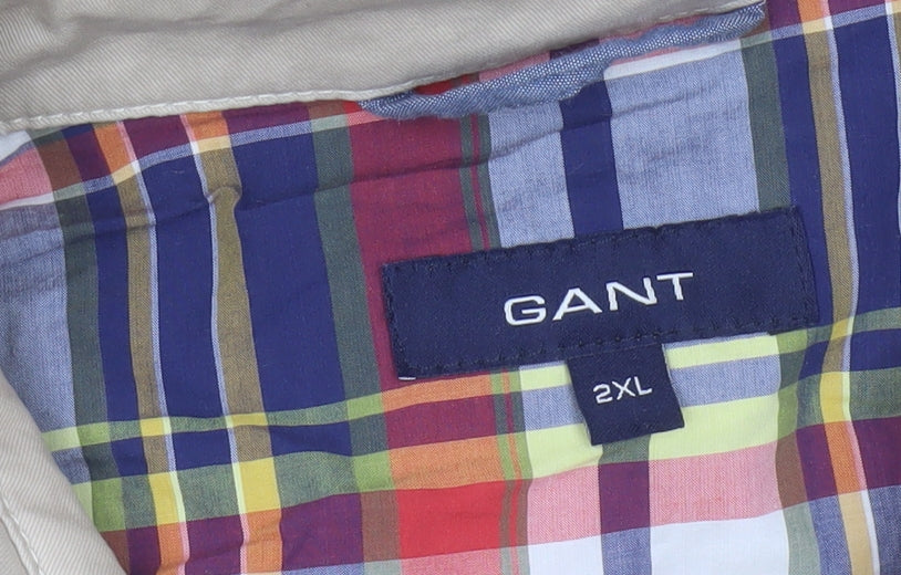 GANT Men’s Beige 2XL Cotton Full Zip Classic Jacket Logo Lined