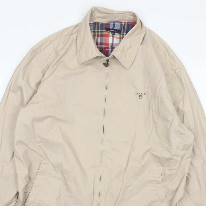 GANT Men’s Beige 2XL Cotton Full Zip Classic Jacket Logo Lined