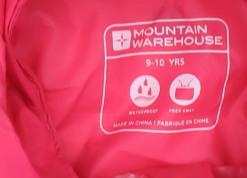 Mountain Warehouse Girls Pink 9-10 Years Hooded Waterproof Rain Jacket