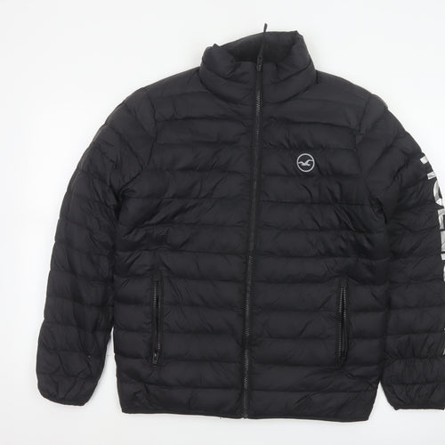 Hollister Men’s Black XS Down Puffer Jacket Quilted Full Zip