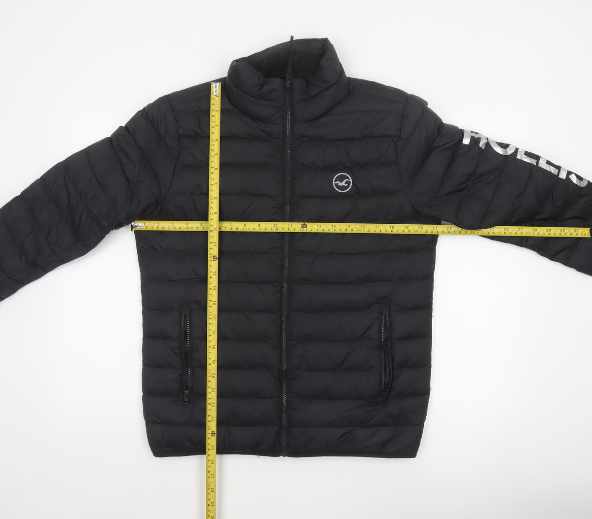 Hollister Men’s Black XS Down Puffer Jacket Quilted Full Zip