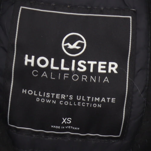 Hollister Men’s Black XS Down Puffer Jacket Quilted Full Zip