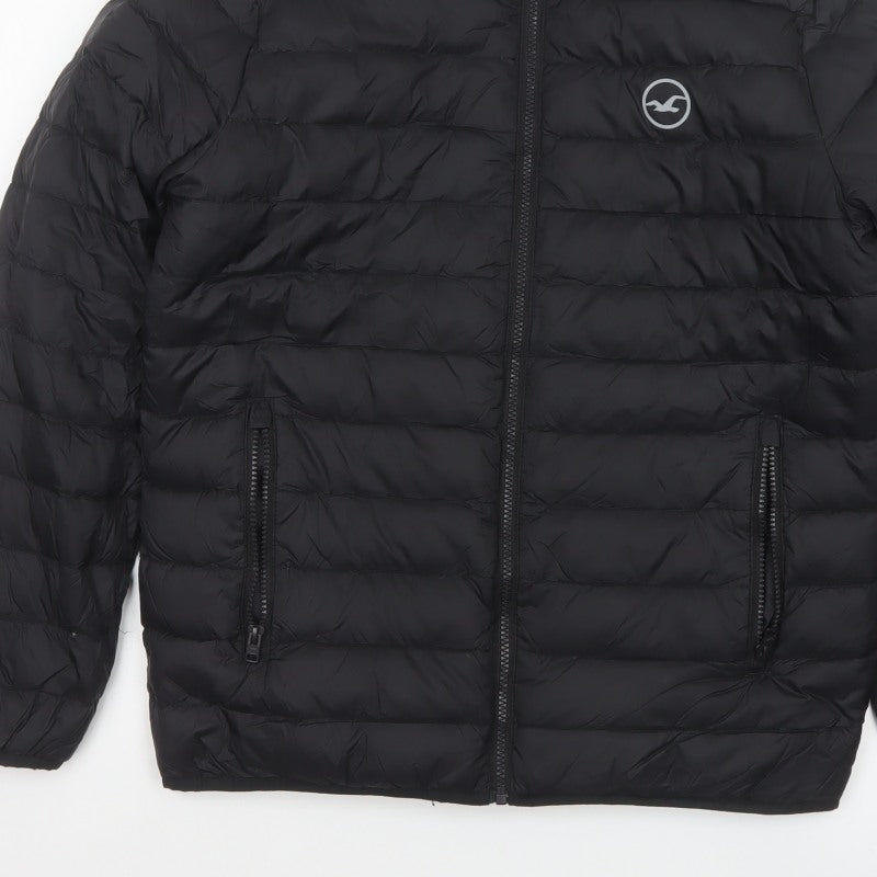 Hollister Men’s Black XS Down Puffer Jacket Quilted Full Zip