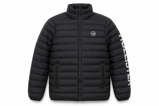 Hollister Men’s Black XS Down Puffer Jacket Quilted Full Zip