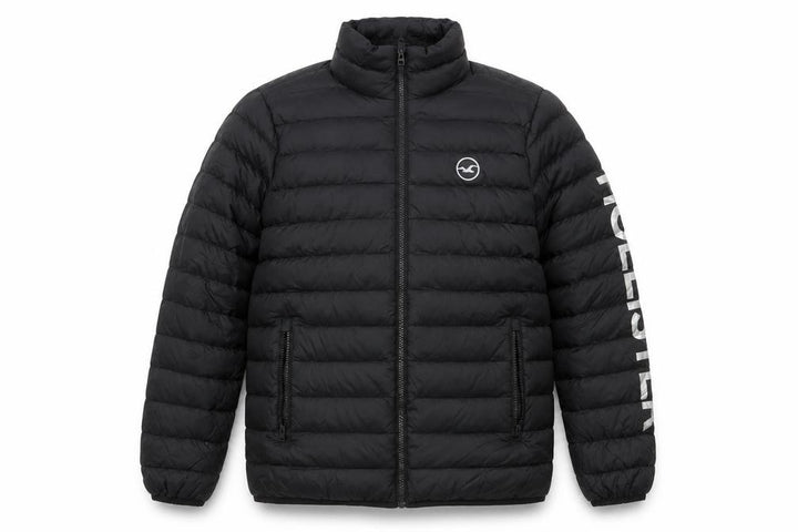 Hollister Men’s Black XS Down Puffer Jacket Quilted Full Zip