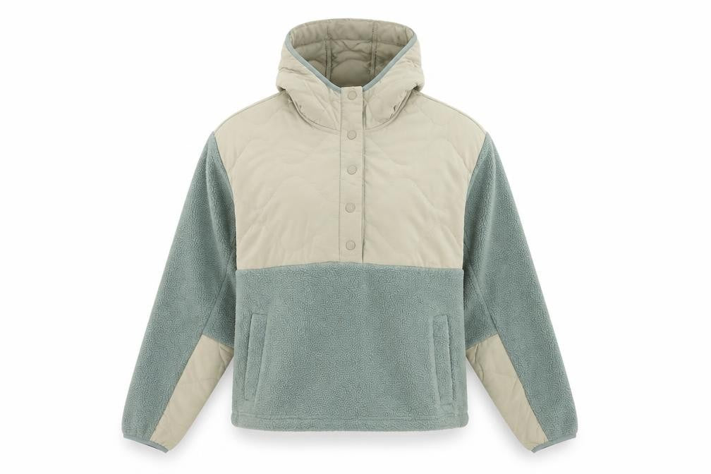 Front view of Kyodan Outdoor Women's Multicoloured XS Quilted Hooded Pullover Fleece