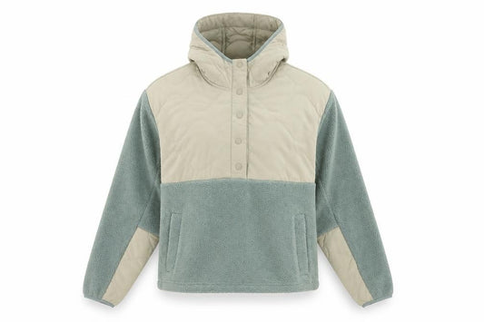 Front view of Kyodan Outdoor Women's Multicoloured XS Quilted Hooded Pullover Fleece