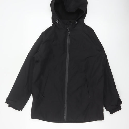 Marks & Spencer Boys Black 13-14 Years Hooded Parka Jacket Zip Pockets