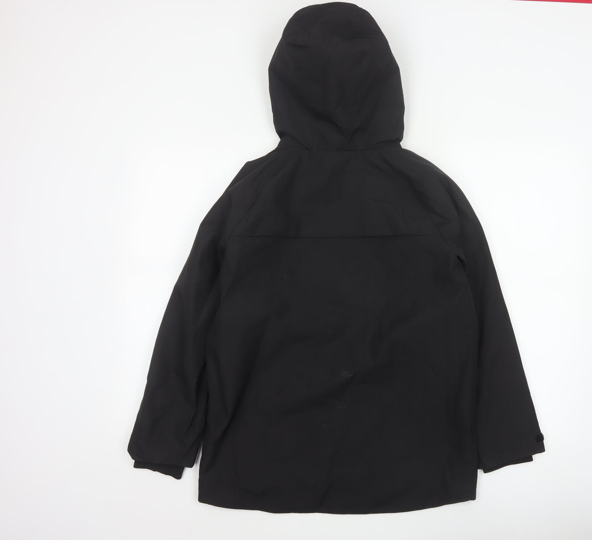Marks & Spencer Boys Black 13-14 Years Hooded Parka Jacket Zip Pockets