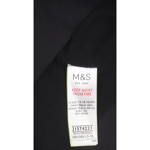 Marks & Spencer Boys Black 13-14 Years Hooded Parka Jacket Zip Pockets