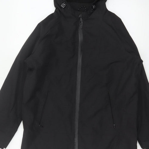 Marks & Spencer Boys Black 13-14 Years Hooded Parka Jacket Zip Pockets