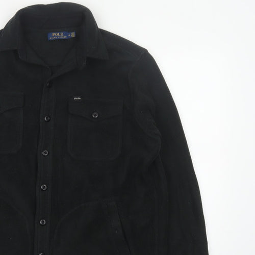 Polo Ralph Lauren Men’s Black M Fleece Button Jacket Logo Pockets
