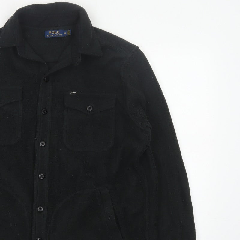 Polo Ralph Lauren Men’s Black M Fleece Button Jacket Logo Pockets