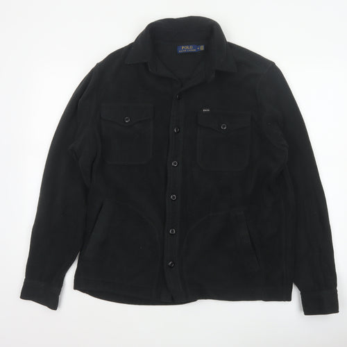 Polo Ralph Lauren Men’s Black M Fleece Button Jacket Logo Pockets