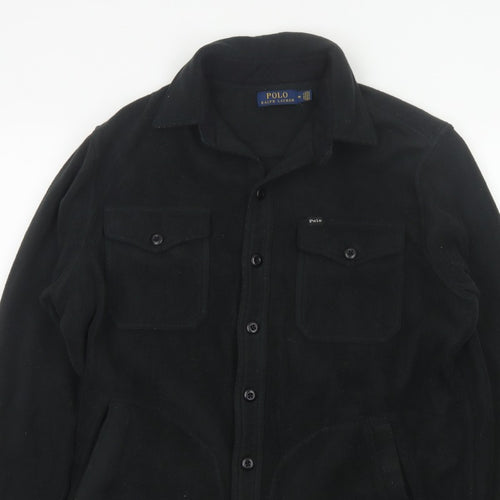 Polo Ralph Lauren Men’s Black M Fleece Button Jacket Logo Pockets