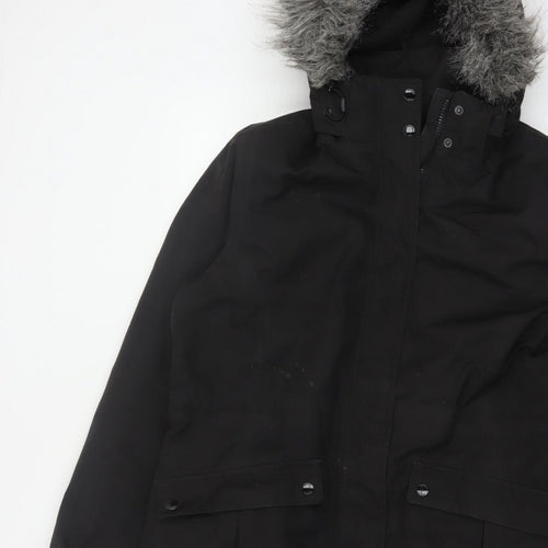 Regatta Women Black UK 16 Long Padded Fur Trim Parka Coat