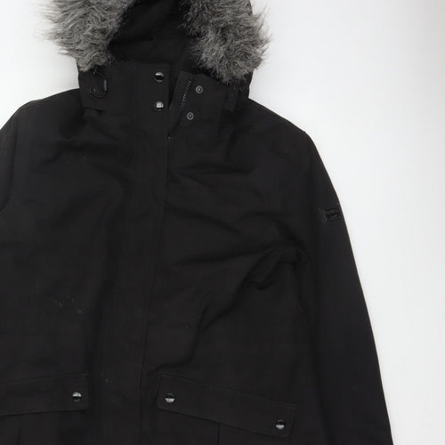 Regatta Women Black UK 16 Long Padded Fur Trim Parka Coat