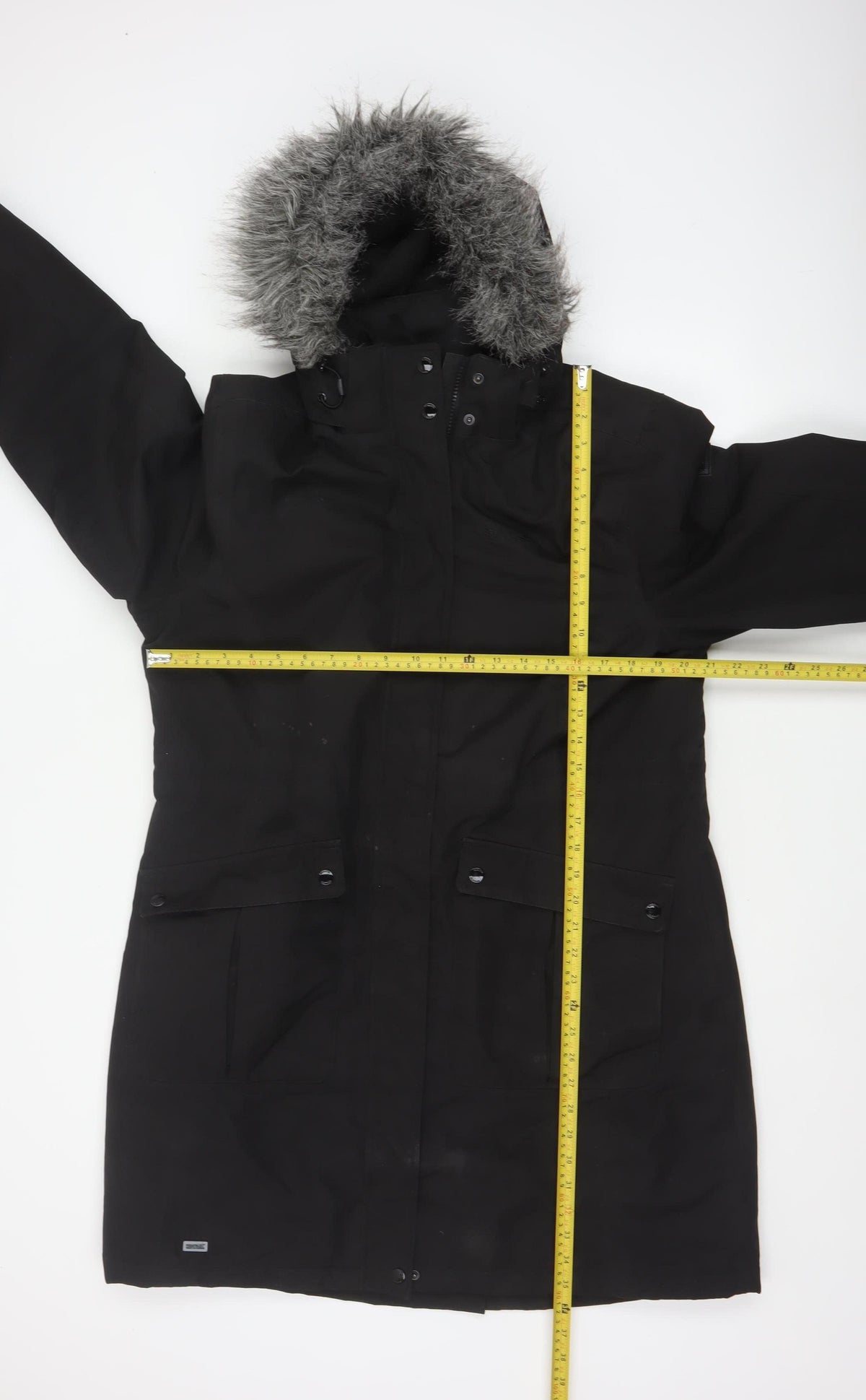 Regatta Women Black UK 16 Long Padded Fur Trim Parka Coat